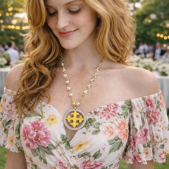 Julio Designs Jewelry - Brasilia Necklace - Maltese cross and circle pendant